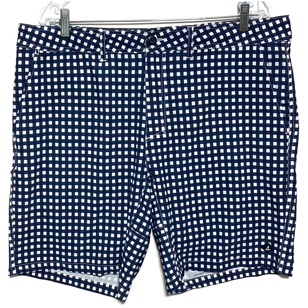 Sperry Gingham Flat Front Chino Shorts Mens 36 Summer Casual Coastal Vacation
